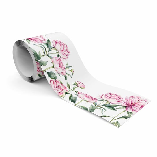 Pasek Dekoracyjny Do Tapet Pastelowe Różowe Peonie Kwiaty Rośliny Liście Muralo