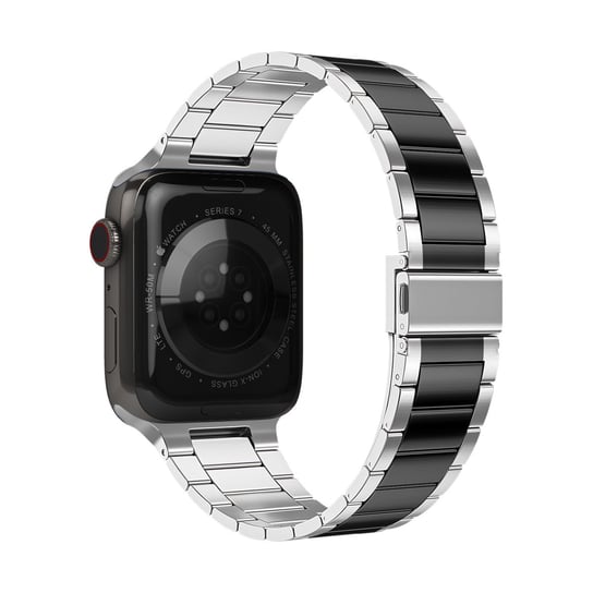 Pasek do zegarka Apple Watch 45 mm / 44 mm / 42 mm Linki ze stali nierdzewnej w kolorze srebrnym i czarnym Avizar