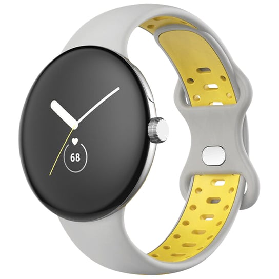 Pasek do zegarka Google Pixel Dwukolorowy silikonowy elastyczny szaro-żółty Avizar