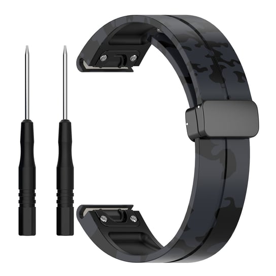 Pasek do zegarka z silikonową klamrą magnetyczną i kopertą 22 mm do Samsung Gear S3, Garmin Venu 3 Black INF