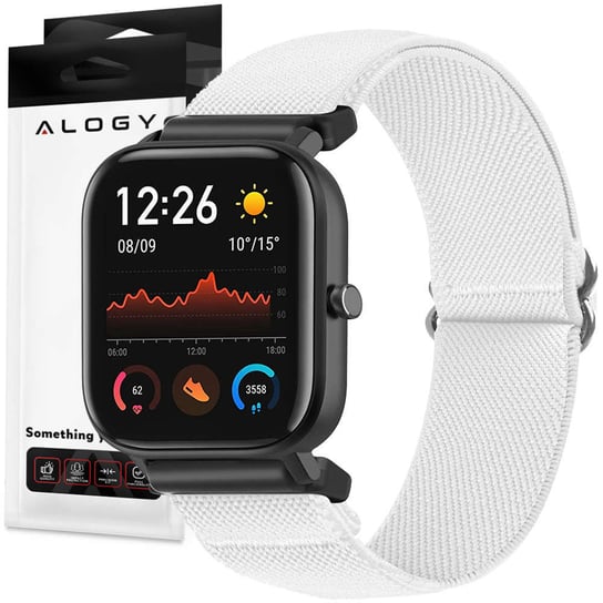 Pasek elastyczny Uniwersalny nylonowy Alogy Nylon opaska do zegarka Smartwatcha 20mm biały Alogy