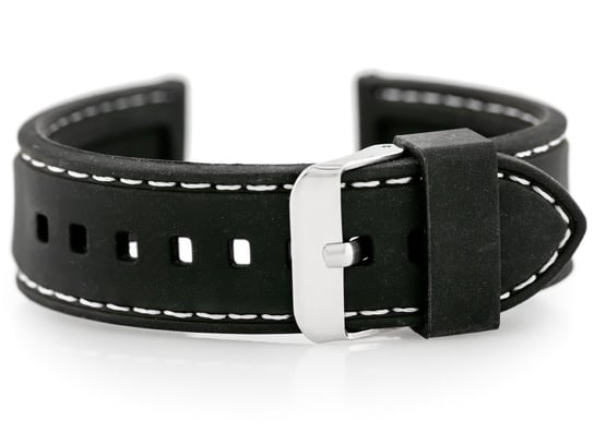 Pasek gumowy do zegarka U20 - czarny/białe 22mm PACIFIC
