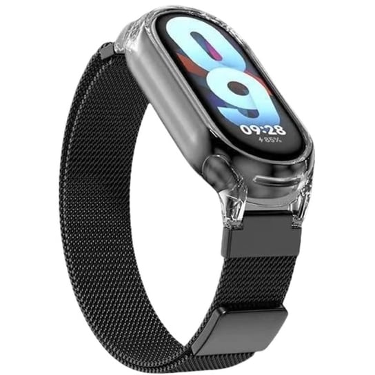 Pasek magnetyczny do Xiaomi Mi Band z przezroczystym etui Black  Xiaomi Mi Band 3/4/5/6 INF