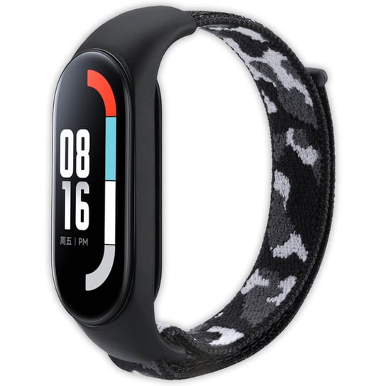 Pasek opaska nylonowa Vanfone do Xiaomi Mi Band 3/4/5/6/7, czarno-białe moro Vanfone