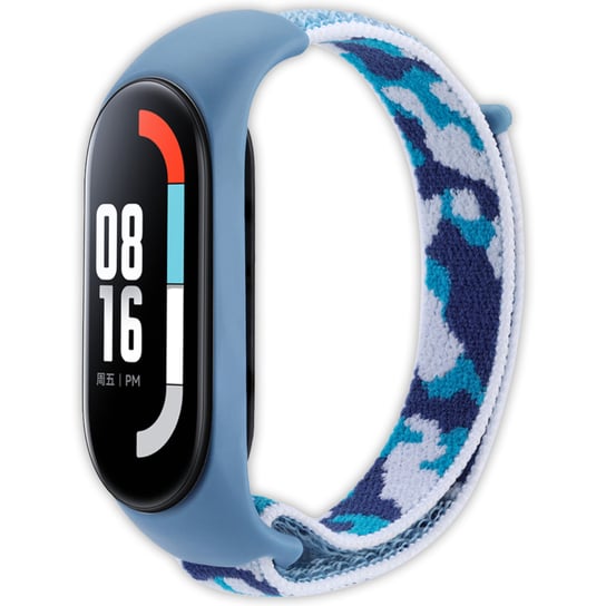 Pasek opaska nylonowa Vanfone do Xiaomi Mi Band 3/4/5/6/7, niebiesko-białe moro Vanfone