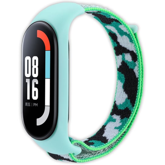 Pasek opaska nylonowa Vanfone do Xiaomi Mi Band 3/4/5/6/7, turkusowo-czarne moro Vanfone