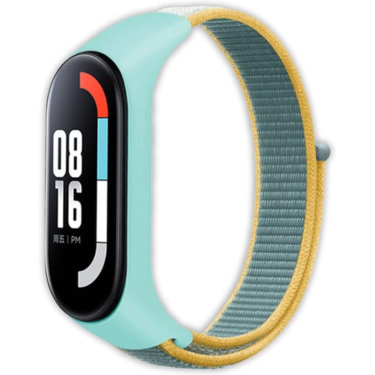Pasek opaska nylonowa Vanfone do Xiaomi Mi Band 3/4/5/6/7, turkusowo-złoty Vanfone