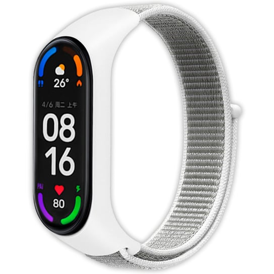 Pasek opaska nylonowa Vanfone do Xiaomi Mi Band 3/4/5/6, Amazfit Band 5, biało-szary Vanfone