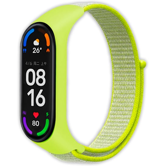 Pasek opaska nylonowa Vanfone do Xiaomi Mi Band 3/4/5/6, Amazfit Band 5, limonkowy Vanfone