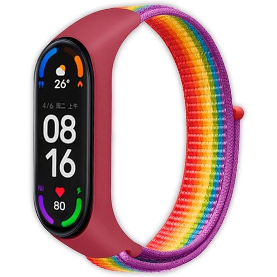 Pasek opaska nylonowa Vanfone do Xiaomi Mi Band 3/4/5/6, Amazfit Band 5, tęczowy Vanfone