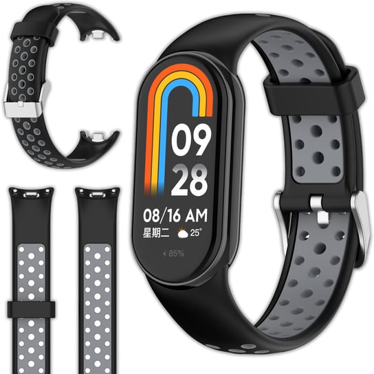 Pasek opaska perforowana Vanfone do Xiaomi Smart Mi Band 8/9, czarno-szary Vanfone