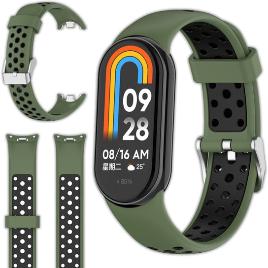 Pasek opaska perforowana Vanfone do Xiaomi Smart Mi Band 8/9, zielono-czarny Vanfone
