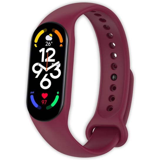 Pasek opaska silikonowa Vanfone do Xiaomi Mi Band 5/6/7, bordowy Vanfone