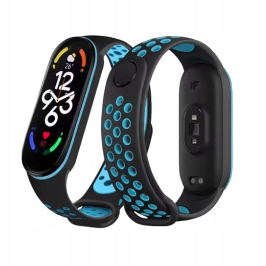 Pasek opaska zamienna do xiaomi mi band 3/4 oddychająca czarno-niebieska Wojer