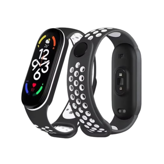 Pasek opaska zamienna do xiaomi mi band 5/6/7 oddychająca czarno - biały Wojer