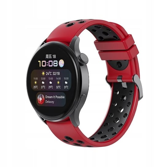 Pasek Silikonowy do Huawei Watch 3/Pro czerw-czar GSM-HURT