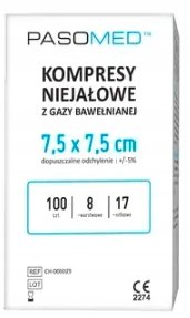 Pasomed, Kompresy Niejałowe 7,5x7,5cm 17 Nit, 100 Szt. Pasomed