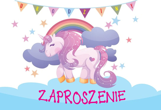 Passion Cards, Zaproszenie ZZ-065 Jednorożec urodziny Kukartka