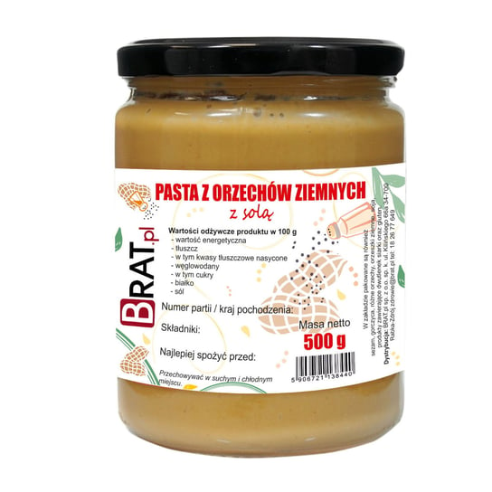 Pasta Z Orzechów Ziemnych Z Solą 500G Z Dodatkiem Soli Himalajskiej Brat