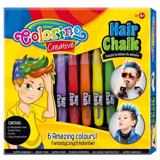 Pastele kredowe do włosów, boys colorino kids, 6 kolorów Colorino
