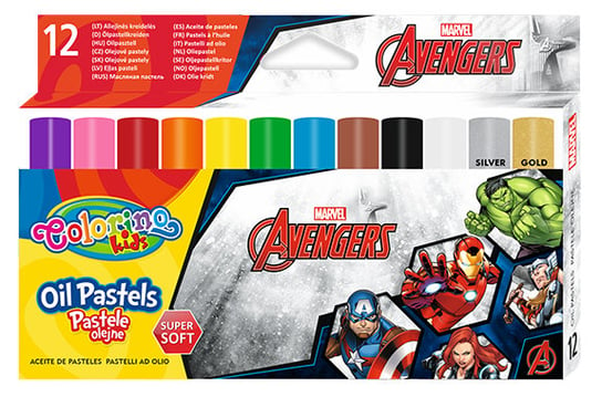 Pastele olejne, trójkątne, Colorino Kids, Avengers, 12 kolorów Colorino