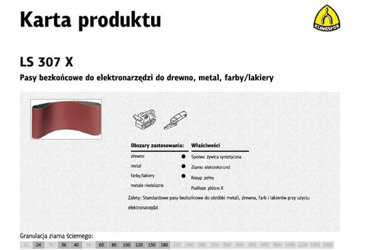 Pasy bezkońcowe do elektronarzędzi KLINGSPOR, 307x100x610 mm, gr. 40, 10 szt KLINGSPOR