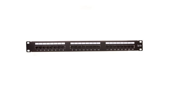 Patch panel kompletny 19 cali 24x RJ45 U/UTP kat. 5e czarny (RAL 9005) z tacką DN-91524U-EC Assmann