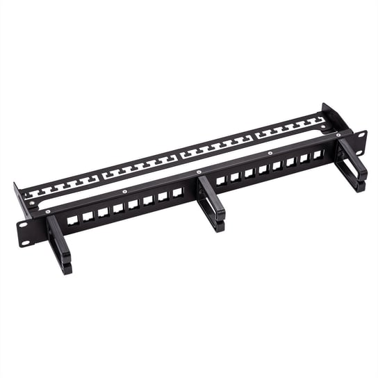 Patch panel ROLINE 19 keystone, 16P, ekranowany, czarny Roline