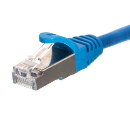 Patchcord RJ45, Netrack osłonka zalewana, kat. 5e FTP/STP, 0,5m niebieski Netrack