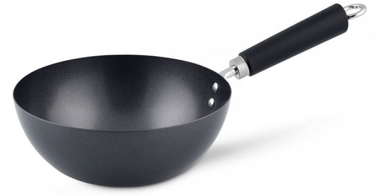 patelnia wok Ken Hom z uchwytem 20 cm stal węglowa czarna TWM