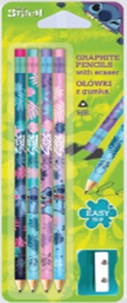 Patio, Disney Core, Stitch, Ołówki Trójkątne Z Gumką, 4 Szt. CoolPack