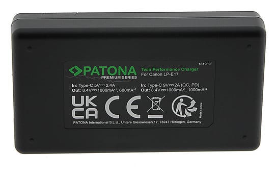 Patona Premium Twin Performance Ładowarka Pd Do Canon Lp-E17 Lpe17 Z Kablem Usb-C Inny producent