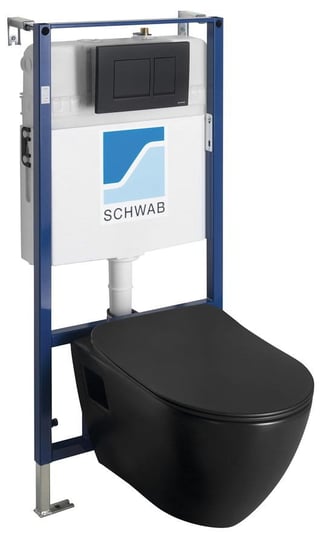 PAULA WC wiszące ze stelażem podtynkowym i przyciskiem Schwab, biały, czarny mat Inna marka