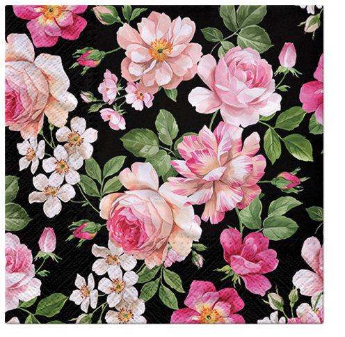 Paw Decor Collection, Serwetki Roses Glory (black) Paw Decor Collection