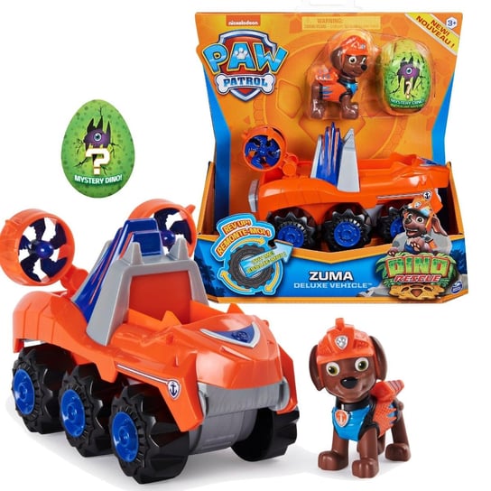 Paw Patrol 3w1 Zuma Dino Rescue Pojazd Auto Samochód + dinozaur niespodzianka Spin Master