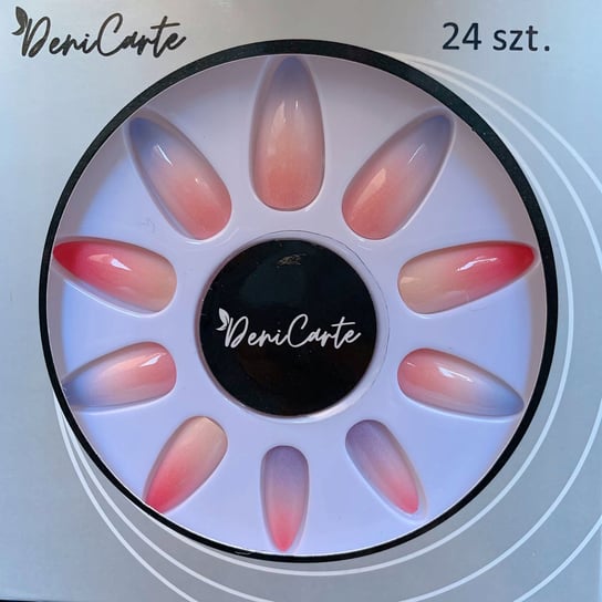 Paznokcie Sztuczne Tipsy Almond Ombre Różowe z Klejem 24szt Deni Carte