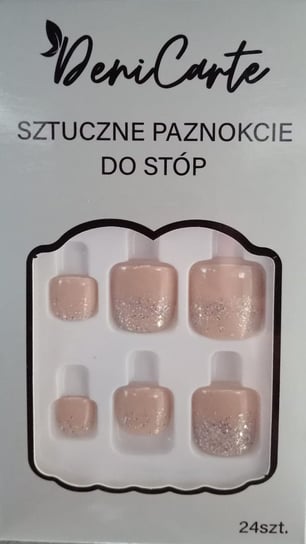 Paznokcie Sztuczne Tipsy Do Stóp Samoprzylepne Na Stopy Nude Brokat, 24szt. Deni Carte