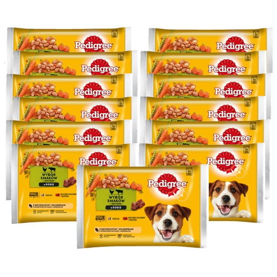 Pedigree 13x400g (52szt. saszetek) Mokra Karma Dla Psów Kurczak, Wołowina Z Wątróbką W Sosie PEDIGREE