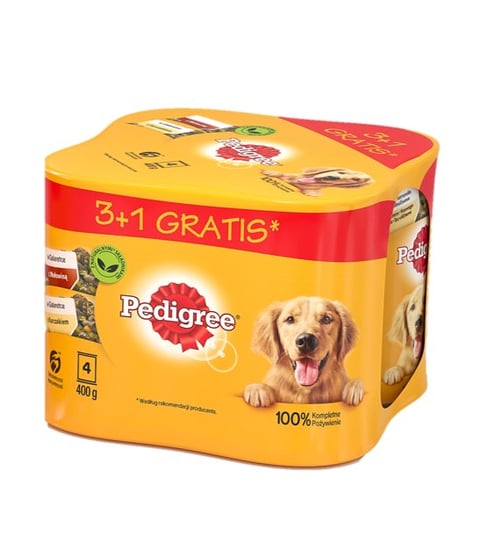 PEDIGREE Adult 3+1 PUSZKA 4X400G - mokra karma dla psów w galaretce (2x Z KURCZAKIEM, 2x Z WOŁOWINĄ) PEDIGREE