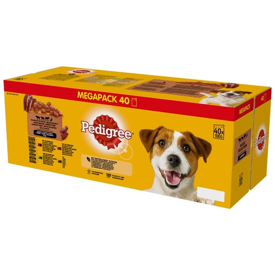 PEDIGREE Adult saszetka 40x100 g - Mix Smaków w Sosie, mokra karma pełnoporcjowa dla dorosłych psów (kawałki bogate w wołowinę i jagnięcinę, bogate w jagnięcinę i wątróbkę, bogate w wołowinę i wątrób PEDIGREE