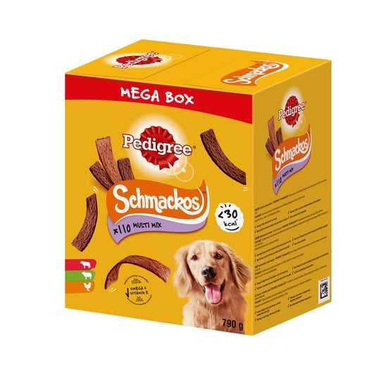 PEDIGREE® Mega Box SchmackosTM – karma uzupełniająca dla dorosłych psów (o smaku Wołowiny, Jagnięciny i Drobiu) – 790g PEDIGREE
