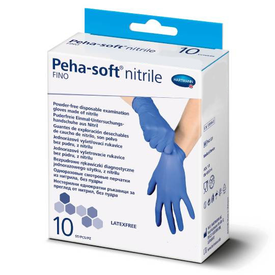 Peha-Soft, Nitrile Fino, rękawiczki diagnostyczne, nitrylowe, bezpudrowe, rozmiar L, 10 szt. Peha-Soft