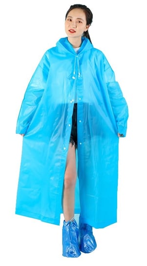 Peleryna płaszcz przeciwdeszczowy niebieski tworzywo EVA damski Inna marka