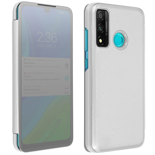 Pełne etui do Huawei P smart 2020 z przezroczystą klapką Mirror Design w kolorze srebrnym Avizar