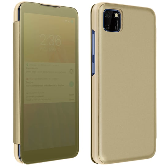 Pełne etui do Huawei Y5p Etui z przezroczystą lustrzaną klapką - zote Avizar