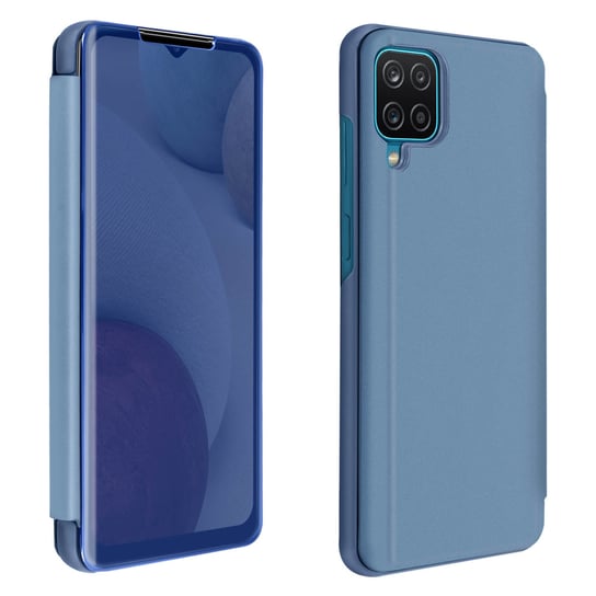 Pełne etui do Samsunga Galaxy A12 z klapką Translucent Mirror Design - niebieskie Avizar
