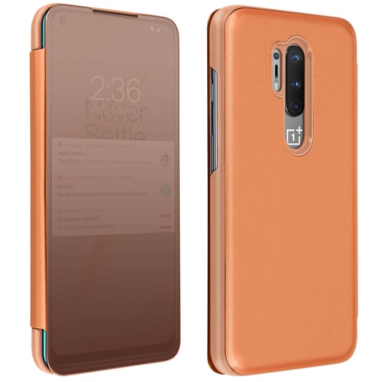 Pełne etui na telefon OnePlus 8 Pro z klapką Translucent Mirror Design — różowe Avizar