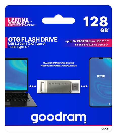 Pendrive 128GB USB 3.2 + USB Type-C GOODRAM ODA3-1280S0R11 (38524509 ) GoodRam