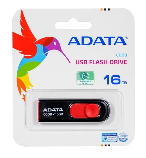 Pendrive ADATA C008, 16GB, Czarno-Czerwony ADATA