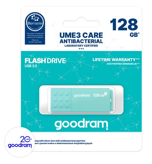 Pendrive GOODRAM UME CARE 128GB USB3.0, miętowy GoodRam